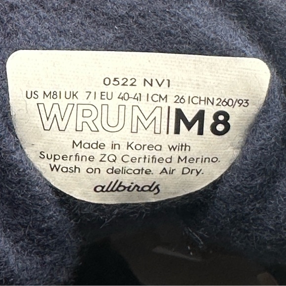 Allbirds Mizzles Wool Runner-Up Running Shoes Blue Mens 8 - Picture 7 of 7